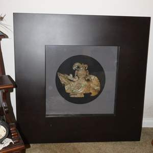 Lot #516 Jade Carved Dragon in Recessed Frame-Wall Art