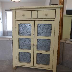 Lot #537 Tin Punched Counter Cabinet #1