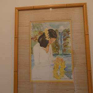 Lot #542 Hawaiian Watercolor “Yellow Plumerias” Diana Hansen Young