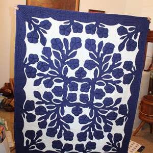 Lot #27 Hanging Blue and White Quilt