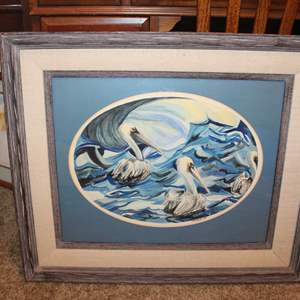 Lot #31 Pelicans Original Art Framed