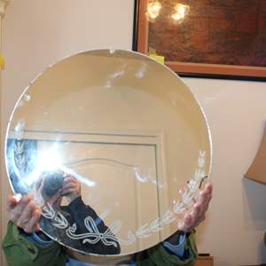 Lot #55 Vintage Round Etched Mirror