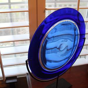 Lot #63 Blue 'Rondelle Sculpture' Art Glass by Casey William Hyland