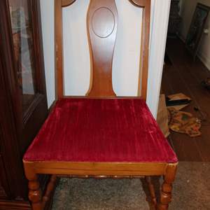 Lot #68 Vintage Wood Chair w/ Velvet Seat