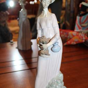 Lot #98 Lladro- Lady with Pup Figure