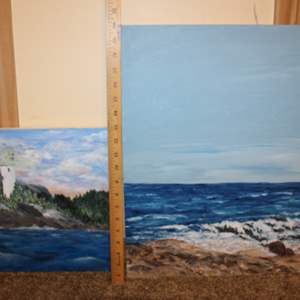 Lot #108 Lot of 2 Seascapes on Canvas