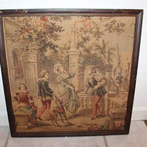 Lot #127 Antique/Vintage Framed Tapestry Art