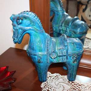 Lot #146 Blue Ceramic Dala Horse- Heavy!