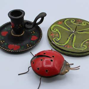 Lot #250 Lot of Candle Holders + Ladybug