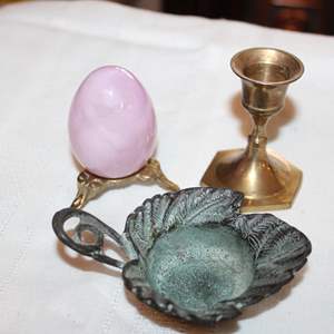 Lot #274 Lot of Items- Alabaster Egg + More