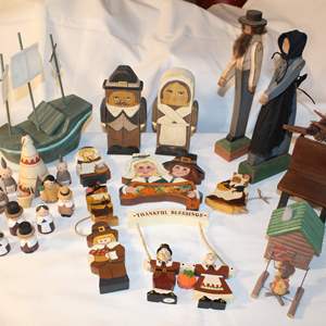 Lot #681 Wooden Pilgrim Figures