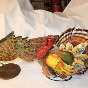 Lot #684 Two Metal Turkeys