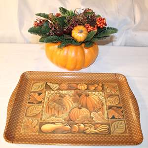 Lot #686 Pumpkin Arrangement plus Fall Tray