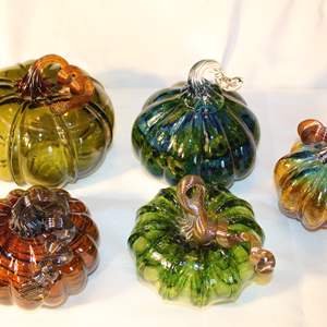 Lot #695 Five Glass Pumpkins