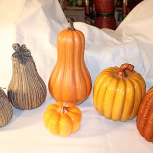 Lot #696 Seven Glass Pumpkins