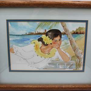 Lot #303 Framed Watercolor Art Signed by Artist