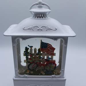 Lot #324 Light Up Lantern- Bike and Flag Theme