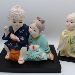 Lot #325 Lot of Ceramic Asian Children Figures with Platforms