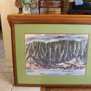 Lot #329 Large Framed Art- Hawaii Landscape Signed by Artist