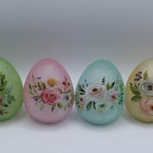 Lot #370 Lot of  3 Light Up Painted Eggs