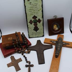 Lot #374 Lot of Religious Items- Bibles, Rosary & More