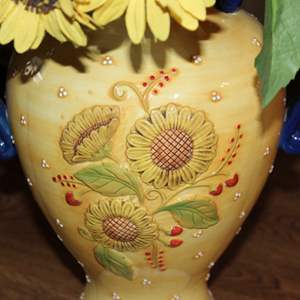 Lot #380 Sunflower Vase w Artificial Flowers