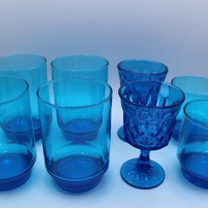 Lot #403 Lot of Blue Glass 8 pcs