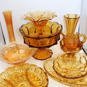 Lot #405 Amber Glass Lot 9 pcs