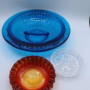 Lot #406 Three Glass Ashtrays