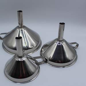 Lot #415 Three Metal Funnels & Metal Sifter