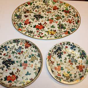 Lot #490 Trio of Metal Floral Trays