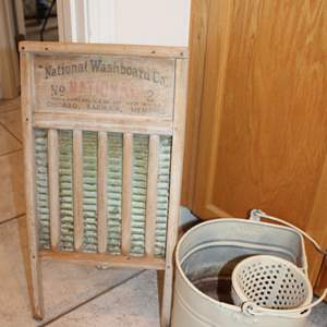 Lot #585 Washboard and Pail