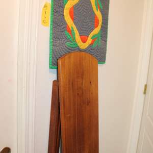 Lot #586 Antique Wood Ironing Board + Wall Quilt