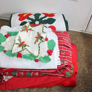 Lot #598 Christmas Linen Lot