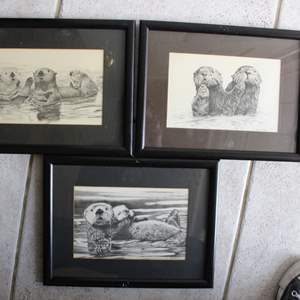 Lot #745 Trio of Otter Art