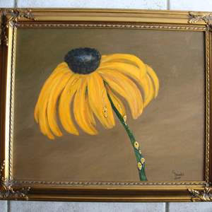 Lot #748 Daisy Gold Framed Art