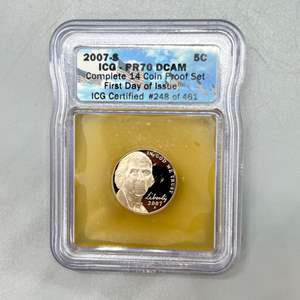 Lot # 23 - 2007-S ICG- Proof70 Deep Cameo, First Day of Issue Nickel