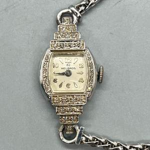 Lot # 81 - Helbros Ladies 14k Gold Watch Encrusted with Diamonds and 14k Gold Band