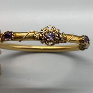 Lot # 85 - Vintage 14k gold bracelet with amethyst (12.3gtw)