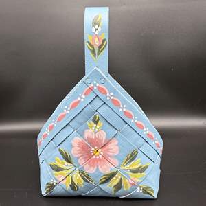 Lot #34 - Signed Vintage Hand-Painted Swedish Painted Basket