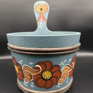 Lot #47 - Signed Hand-Painted Swedish Wooden Crock