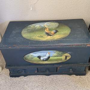 Lot #55 - Hand-Painted Rooster Trunk Chest