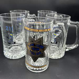 Lot #73 - Police Commemorative Glass Mugs 