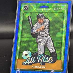 Lot #141 - Aaron Judge 2019 Donruss “All Rise” Nicknames Blue Holo Foil /249 N1