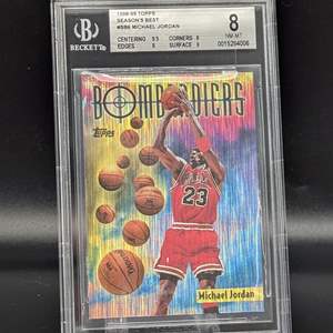 Lot #153 - 1998-99 Topps Michael Jordan Season's Best Bombardiers #SB6 Graded 8