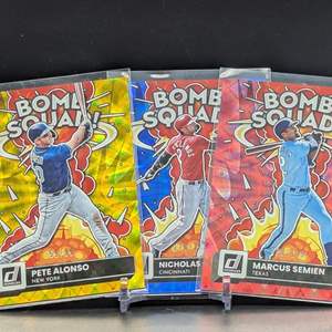 Lot #162 - 2022 Donruss Bomb Squad Alonso Gold /99, Castellanos /249 & Semien /149