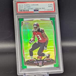 Lot #165 - Mike Evans 2014 Topps Chrome Green Refractor Rookie Card #185 PSA 9