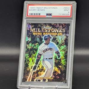 Lot #169 - 1999 Topps Finest Barry Bonds Milestones Home Runs /500 PSA 9