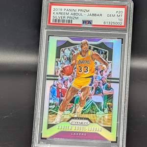 Lot #173 - 2019-20 Panini Prizm Kareem Abdul-Jabbar Silver Prizm PSA 10