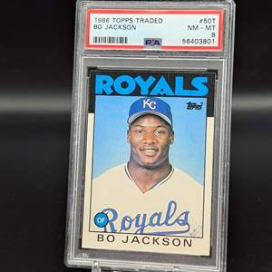 Lot #176 - 1986 Topps Traded #50T Bo Jackson Rookie Card PSA 8